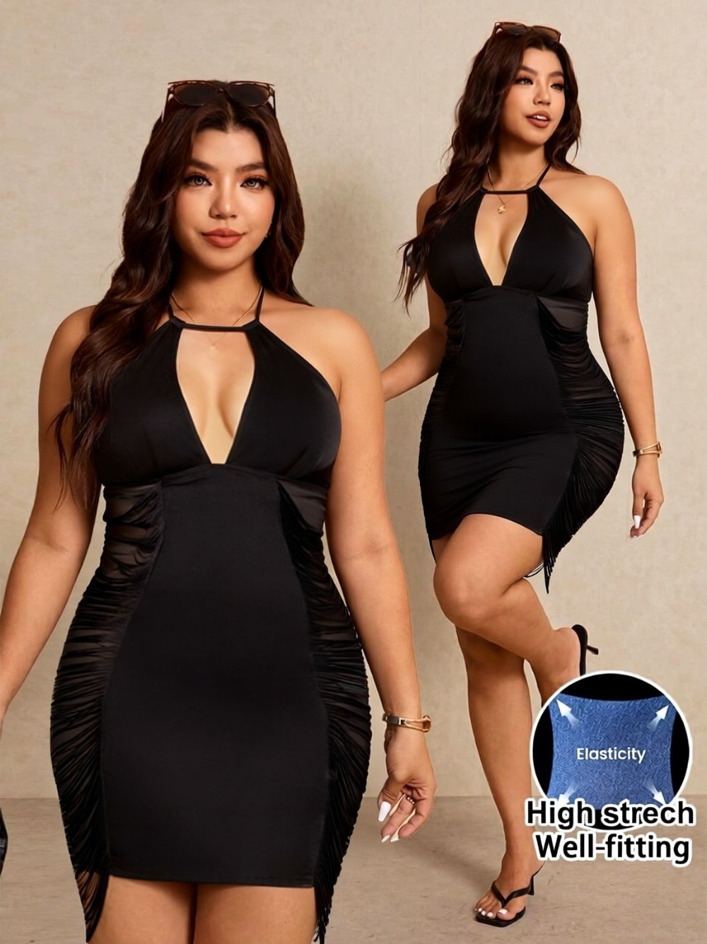 Maxi Dress Halter - Abito da donna taglie forti con