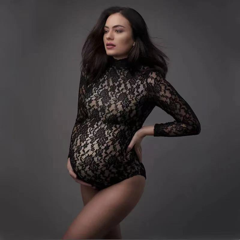 Romper Floral Print - Pizzo maternità fotografia puntelli tuta elastico