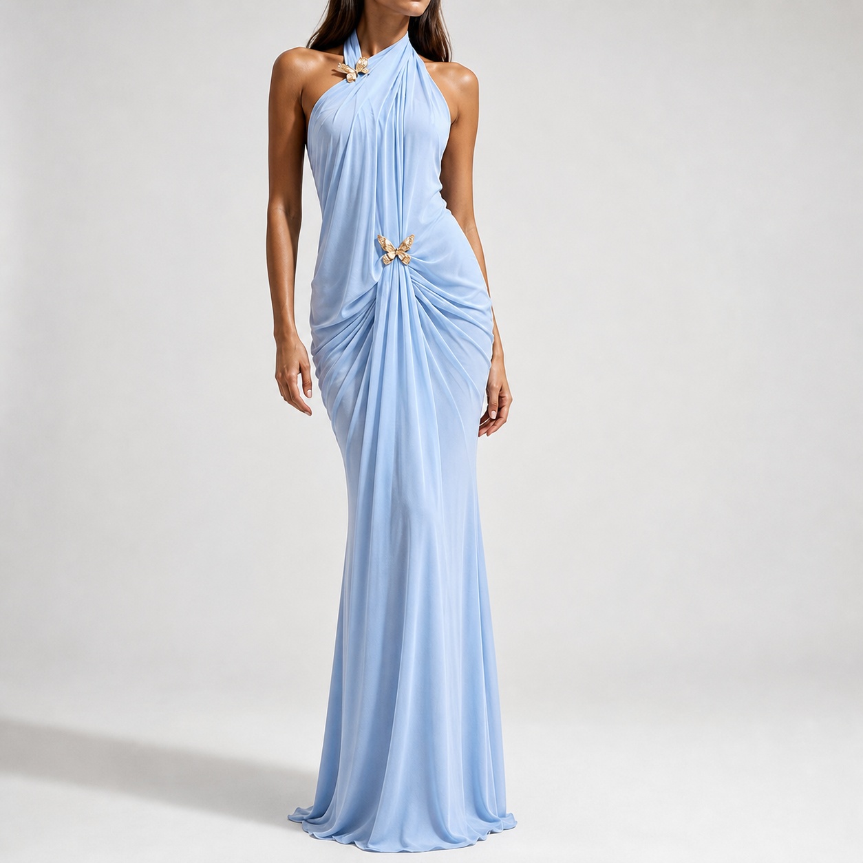 Maxi Dress Halter - Abito lungo da donna elegante, senza