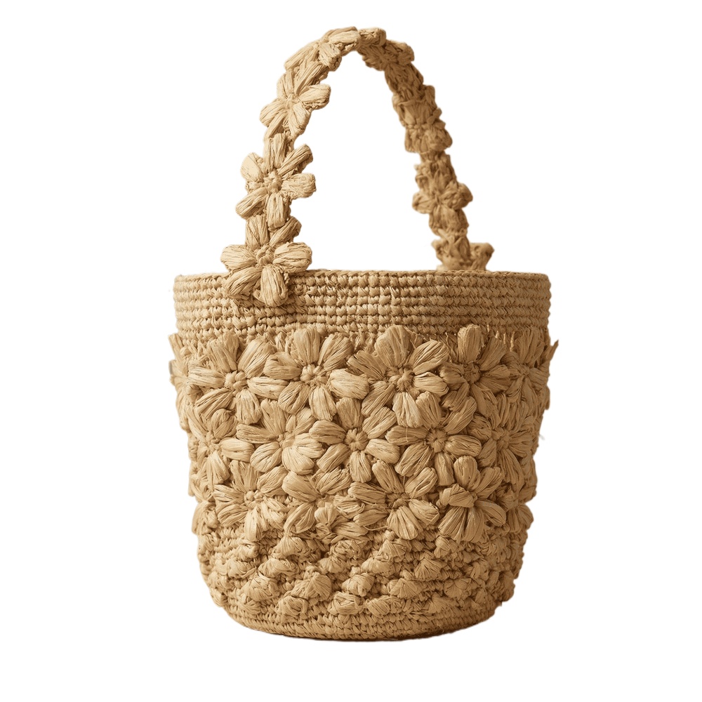 Crochet Bag Raffia - Borsa a secchiello estiva da donna