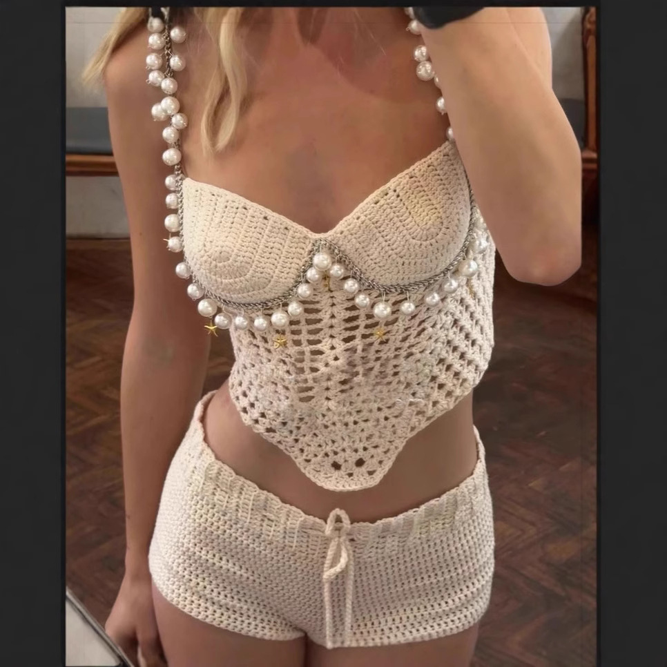 Set di pantaloncini con gilet  - Crop Top Crochet recensione e prezzo