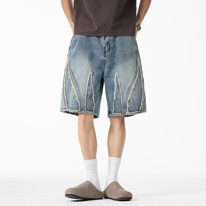 Jorts in denim larghi da uomo, - Shorts Denim Frayed recensione e prezzo